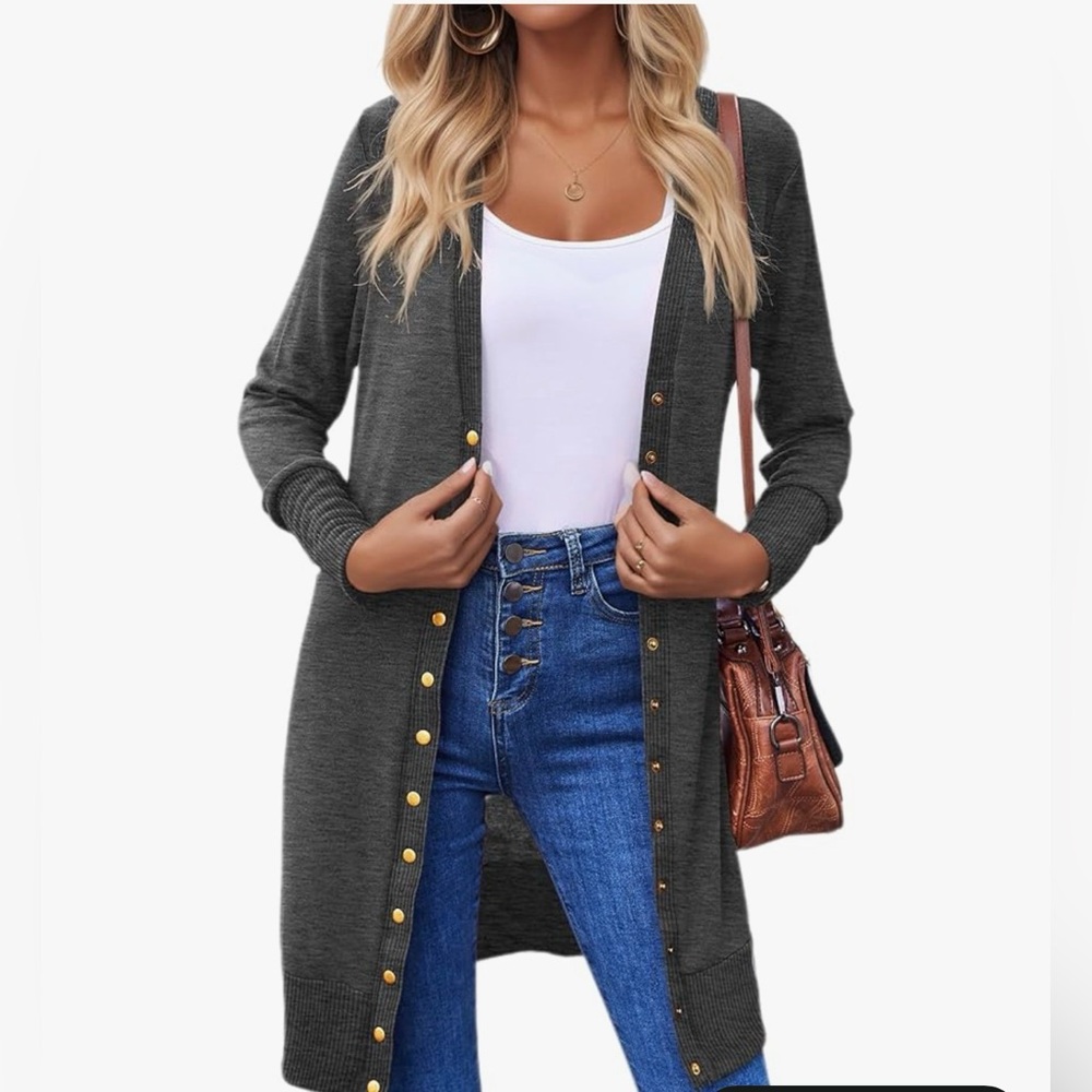 Amazon Women's Charcoal Cardigan Sweater
